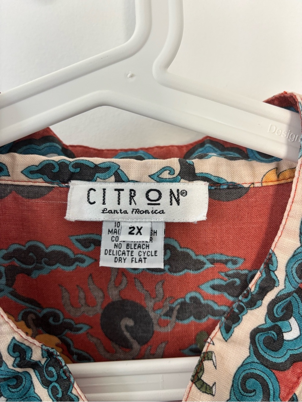 Vntg citron Santa Monica Asian printed linen kimono shirt jacke - Picture 3 of 9